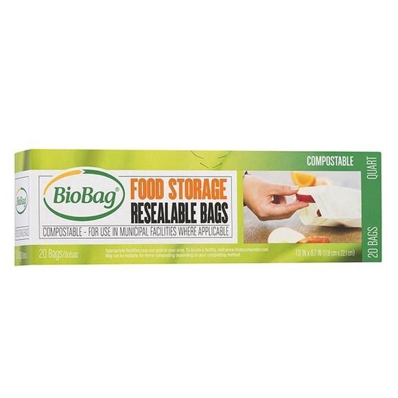 BioBag Quart Size Resealable Compostable Bags - 20 - Picture 1 of 5